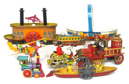 Appraisal: Collection of lithographed tin transportation toysjapan england and united states