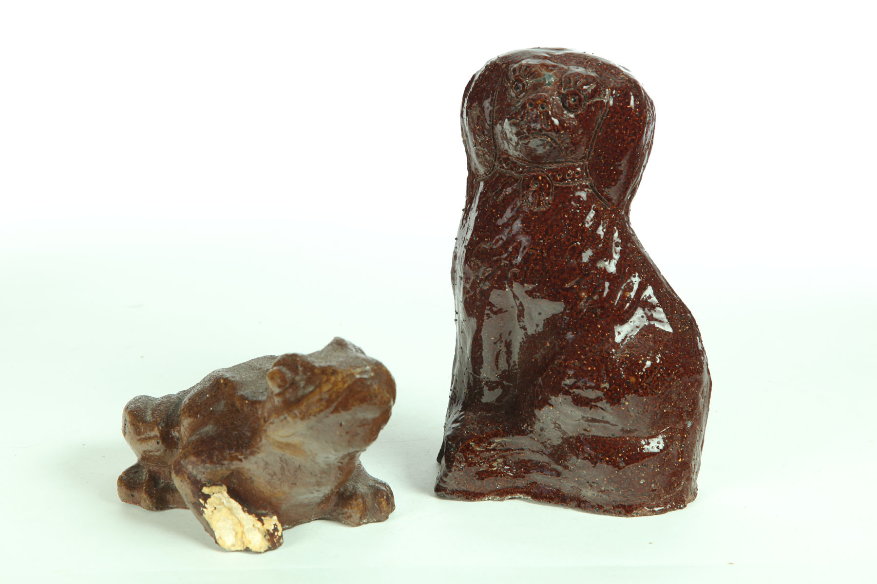 Appraisal: SEWERTILE DOG AND FROG American early th century Frog from