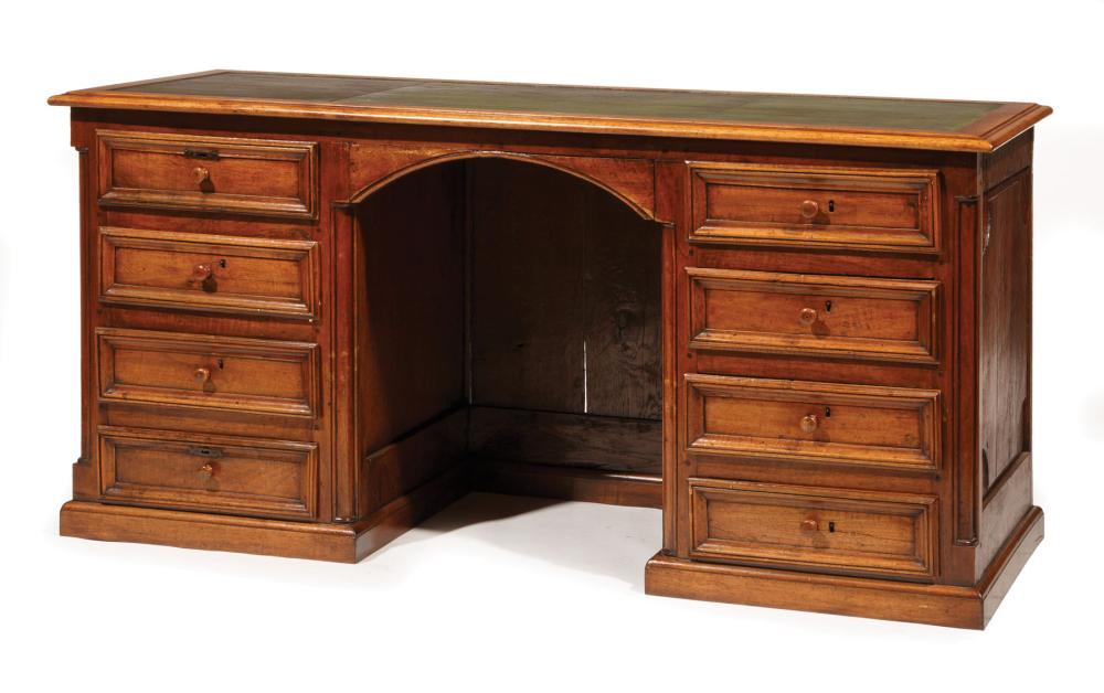 Appraisal: Antique Georgian Oak Kneehole Desk early-to-mid th c molded top