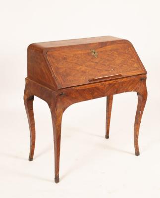 Appraisal: A Continental parquetry inlaid desk the fall front enclosing a