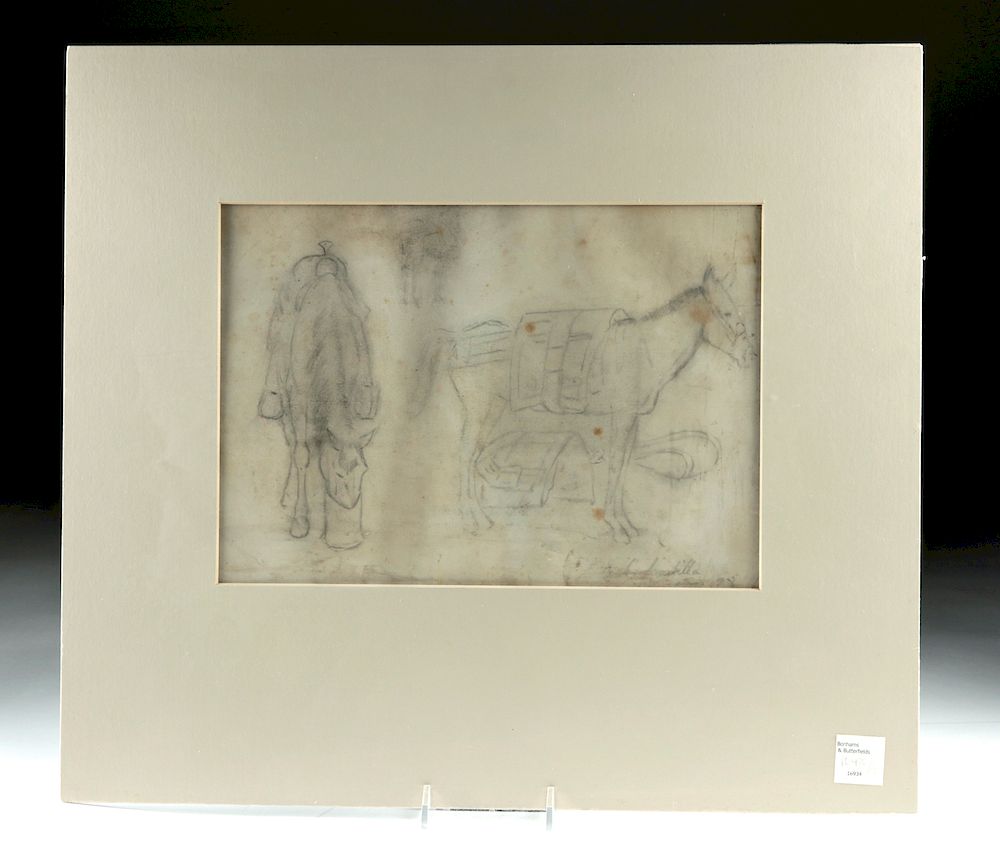 Appraisal: Two th C Signed Borein Drawings Horses ex Bonhams John