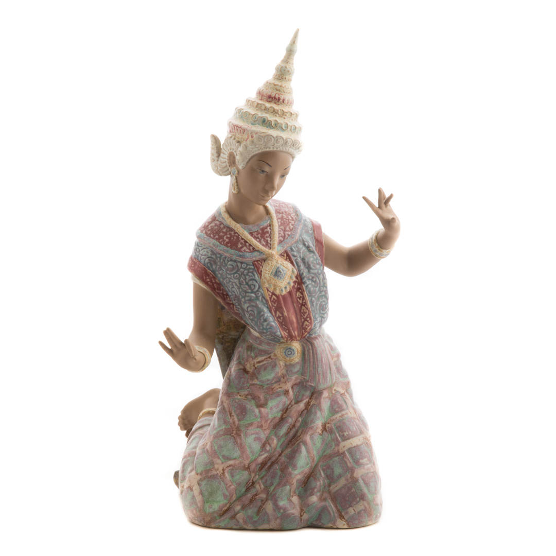 Appraisal: Lladro Gres Kneeling Thai Dancer in H Condition Good condition