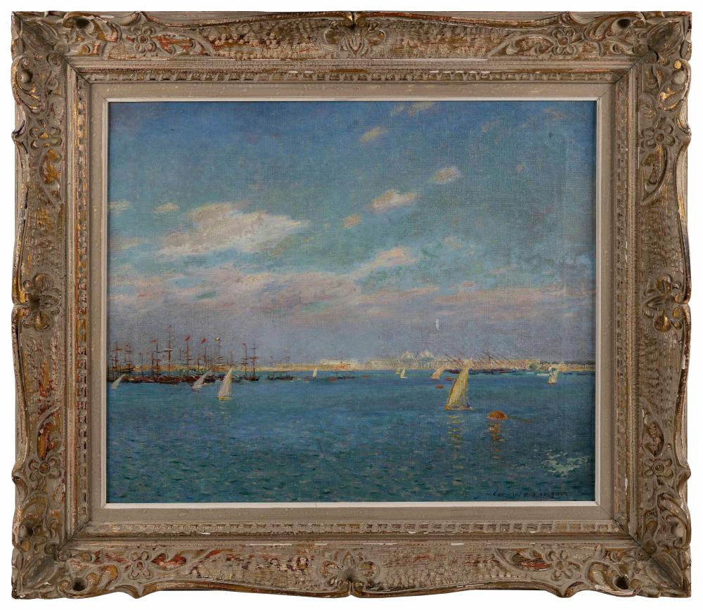 Appraisal: CORWIN KNAPP LINSON NEW JERSEY - SAILBOATS IN A HARBOR