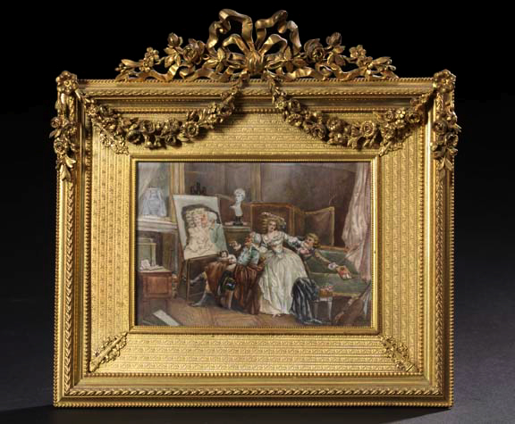 Appraisal: Good Large French Miniature of The Lovers of Art featuring