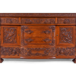 Appraisal: A German Carved Oak Sideboard Late th Early th Century