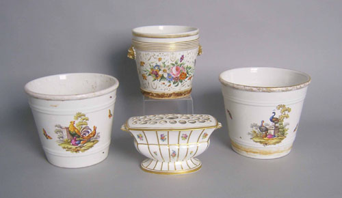 Appraisal: Three porcelain planters together with a bulb pot tallest is