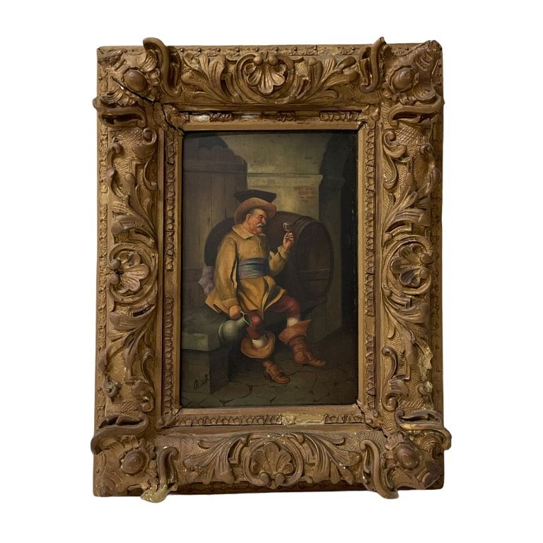 Appraisal: Unknown Artist Painting with Vintage Frame Antique painting depicting a