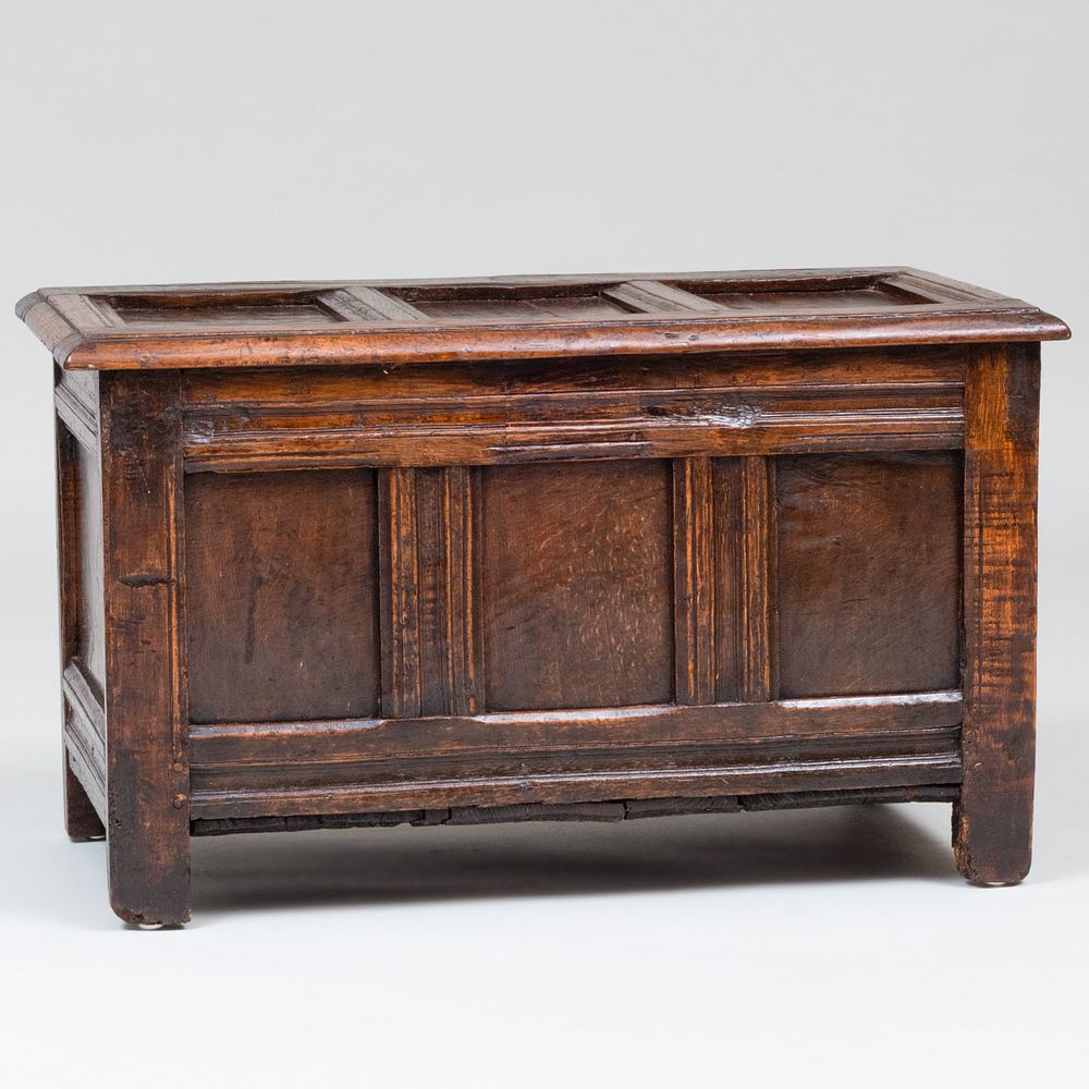 Appraisal: William and Mary Paneled Oak Blanket Chest x x in