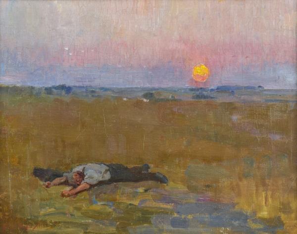 Appraisal: GEORGE COATES - Figure at Dawn oil on canvas on