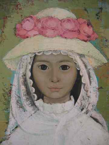 Appraisal: Oil of a Young Girl with Bonnet signed dated on