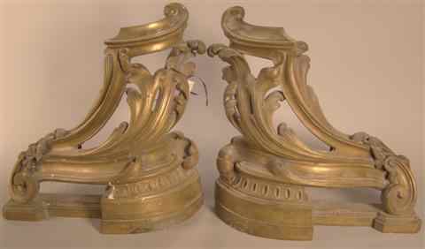 Appraisal: PAIR OF FRENCH LOUIS XIV STYLE GILT-BRONZE CHENETS th century