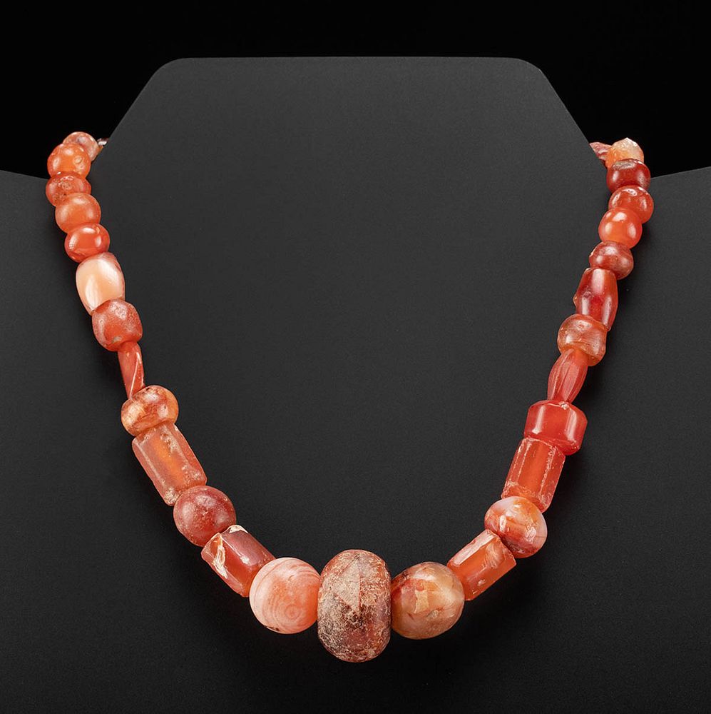 Appraisal: Wearable Roman Carnelian Bead Necklace Roman Imperial Period ca st