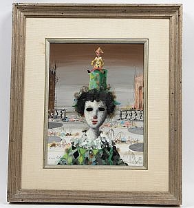 Appraisal: JEAN CALOGERO ITALIAN AMERICAN B Portrait of a Clown Signed