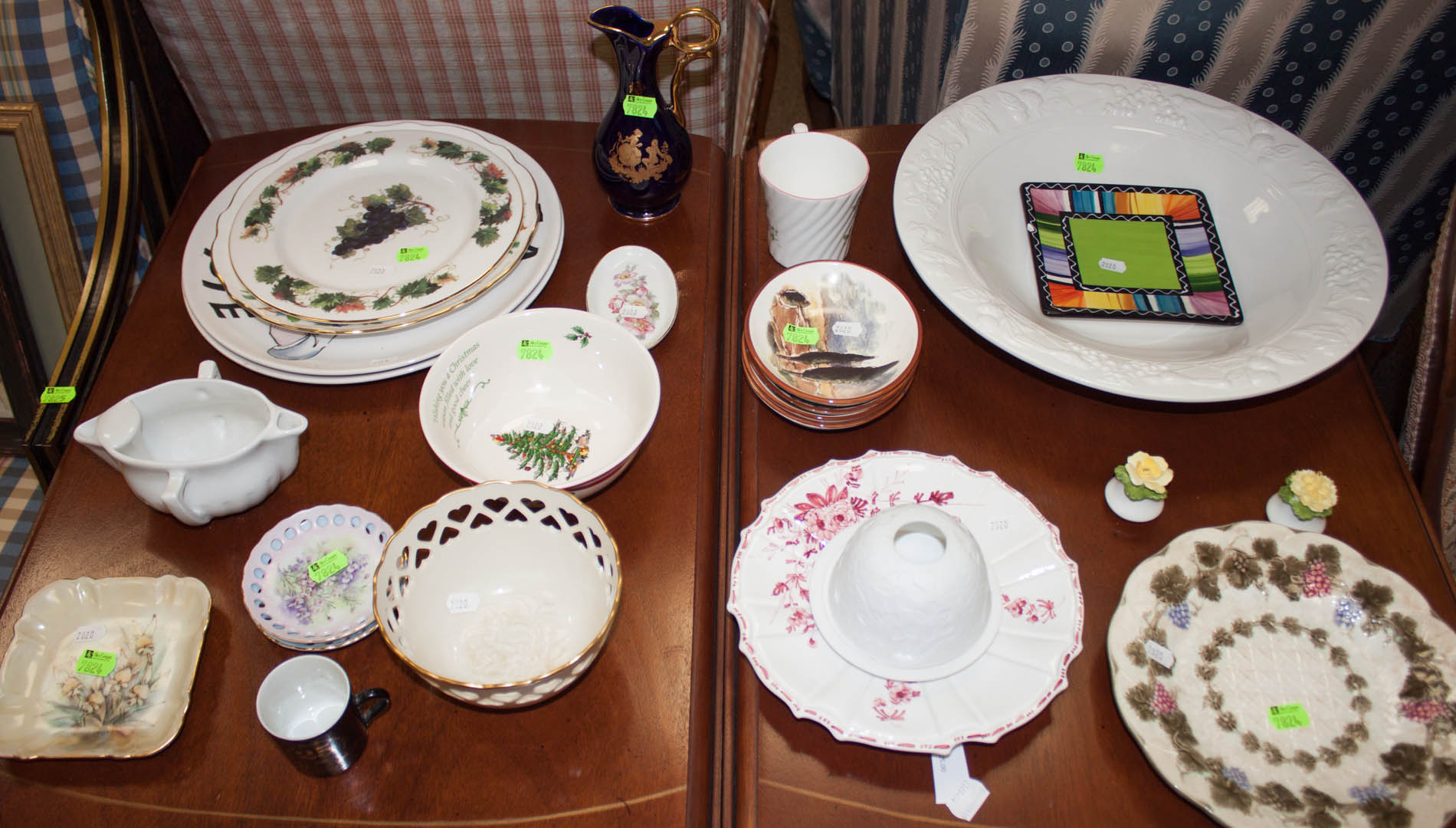 Appraisal: Assortment of china and glass items including two Val St