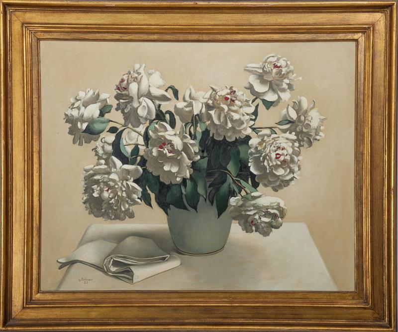 Appraisal: G Rohmer Vase of Peonies Oil on canvas signed 'G