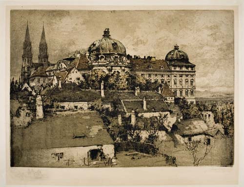 Appraisal: LUIGI KASIMIR Group of color etchings with aquatint Klosterneuberg Numbered