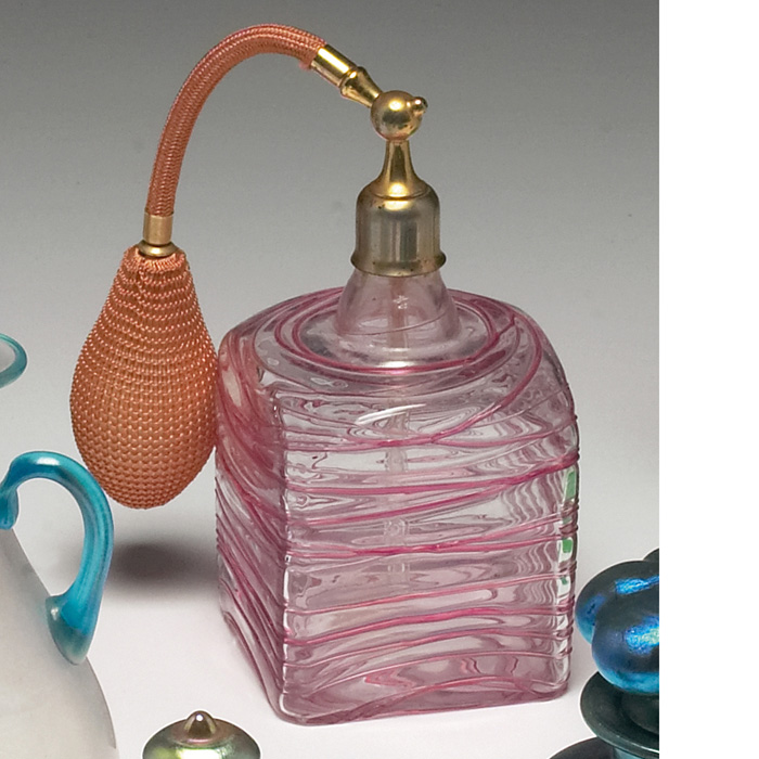 Appraisal: Steuben perfume bottle clear with Cerise ruby threading marked h