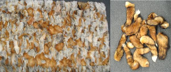 Appraisal: A fox fur throw with foxtail fringe approximate dimensions exlcuding