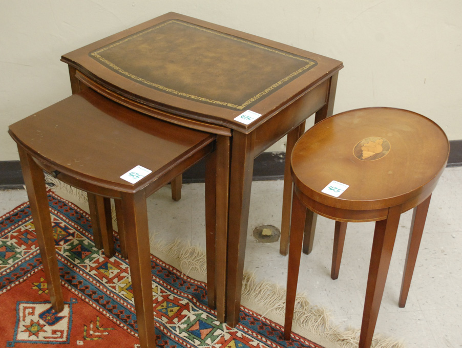 Appraisal: FOUR FEDERAL STYLE MAHOGANY OCCASIONAL TABLES American mid- th century