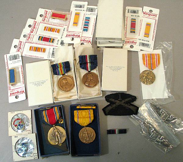 Appraisal: A lot of medals ribbons and related insignia Comprising Three