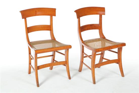 Appraisal: SET OF SIX CLASSICAL CHAIRS American - curly maple Tablet-tops