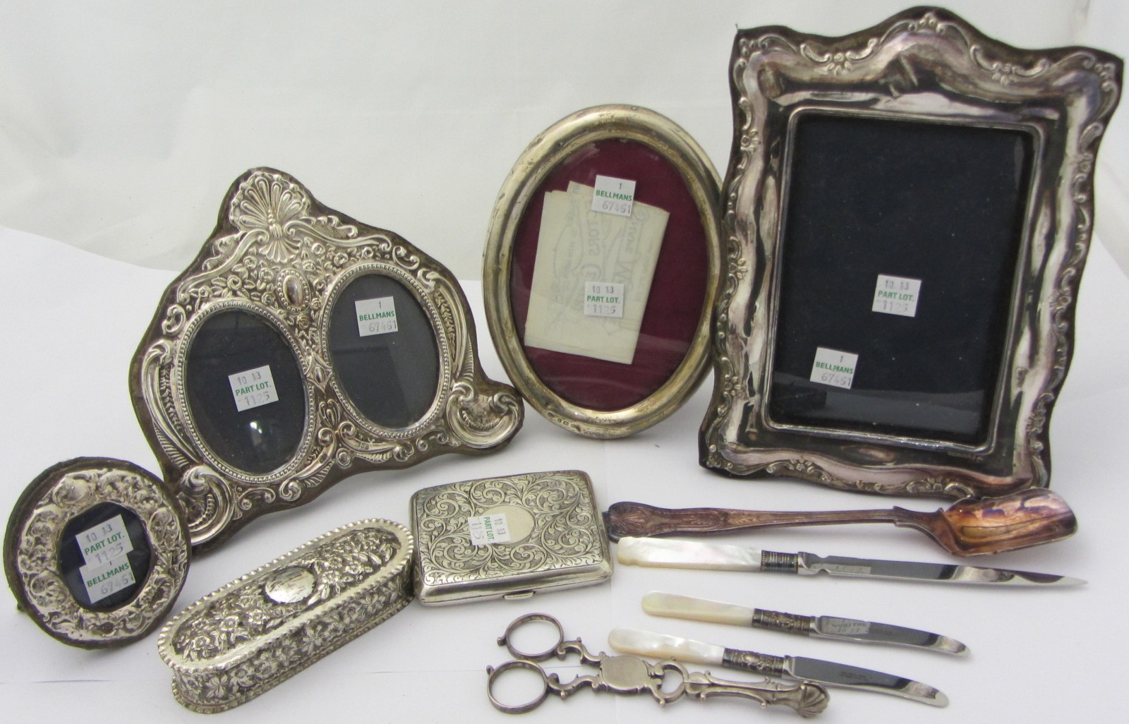 Appraisal: Silver and silver mounted wares comprising a photograph frame having