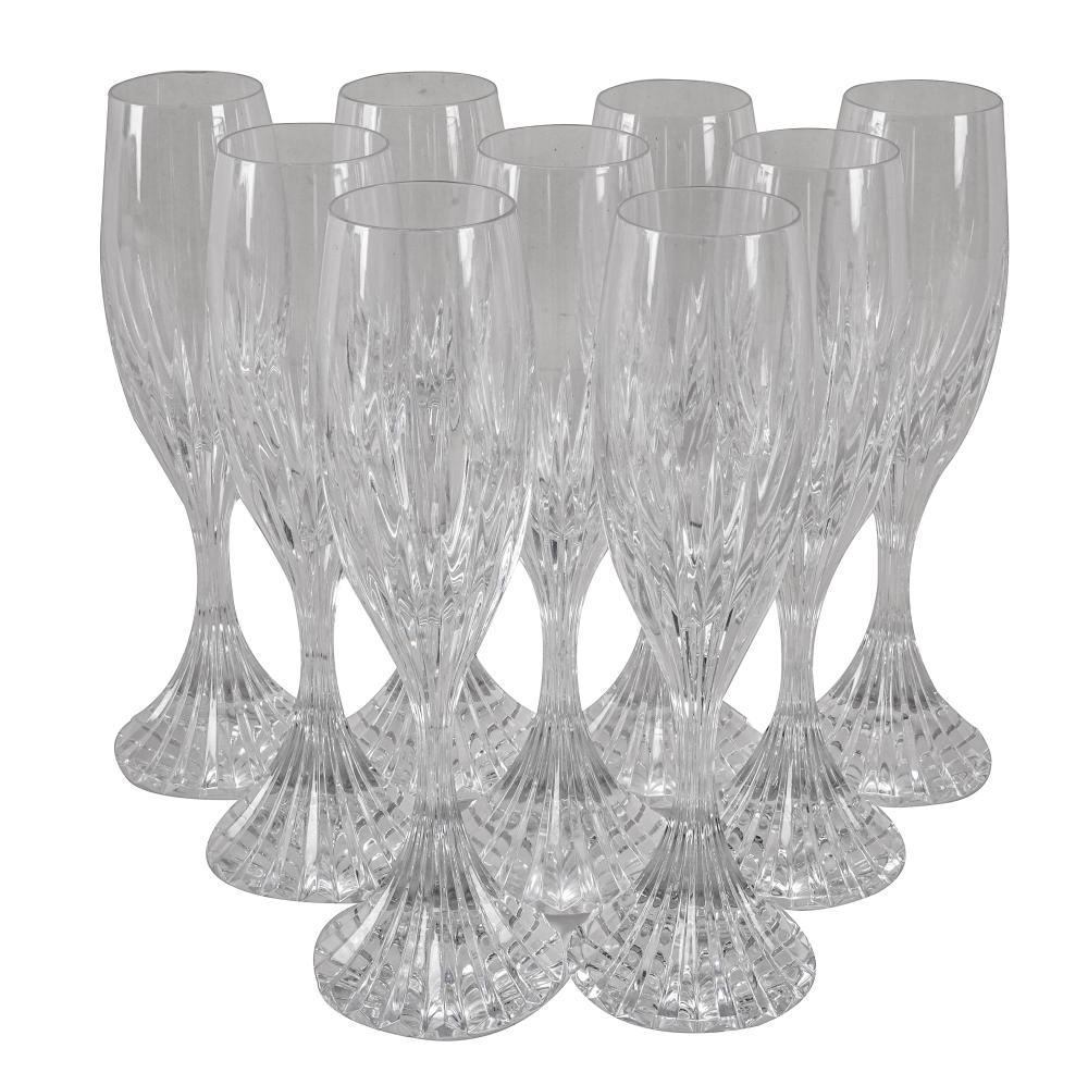 Appraisal: BACCARAT NINE CRYSTAL CHAMPAGNE FLUTESeach stamped to underside inches high