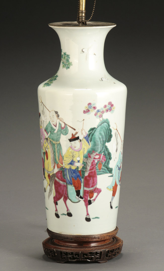 Appraisal: Chinese 'Famille Rose' Rouleau Vase Guangxu Period - or Later