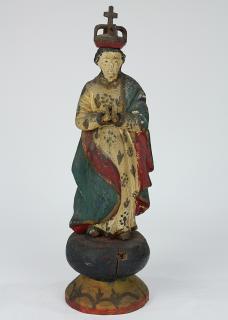 Appraisal: Spanish Colonial style carved polychrome Santos figure th century depicting