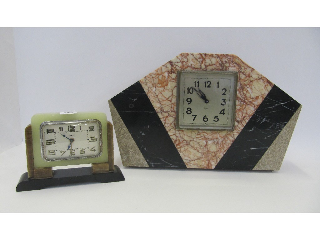 Appraisal: Two Art Deco marble and onyx mantel clocks