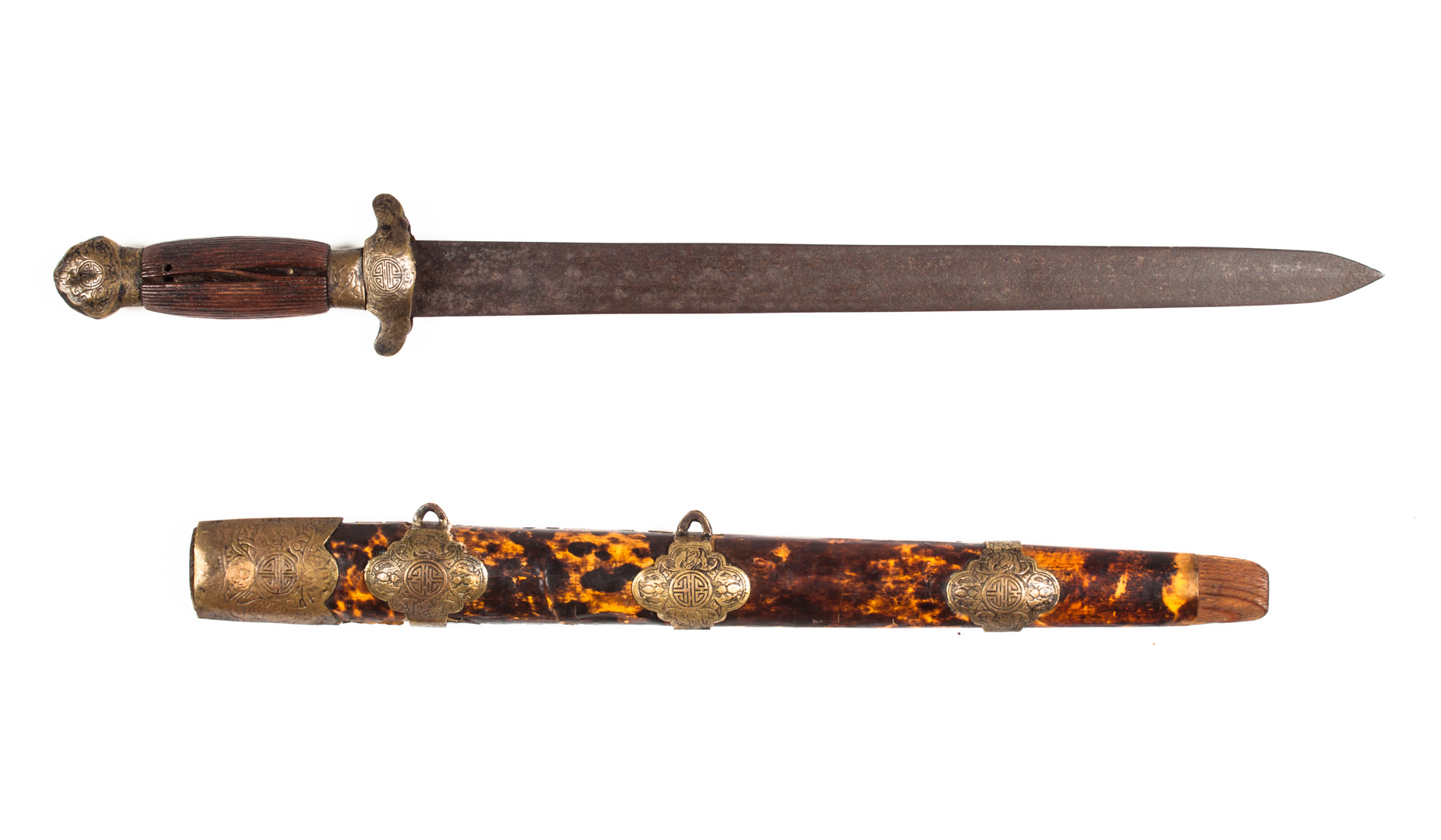 Appraisal: Chinese jian short sword and scabbard late th century straight