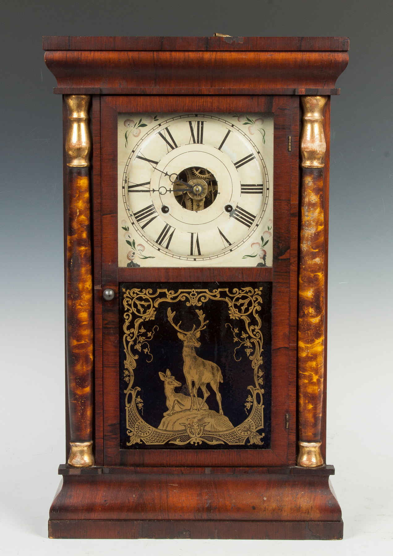 Appraisal: Seth Thomas Shelf Clock Rosewood case original smoked and gilded