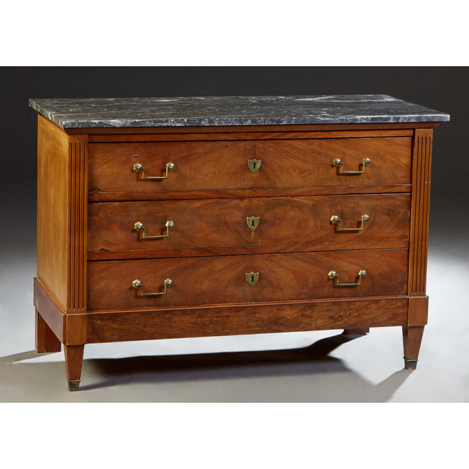 Appraisal: French Louis XVI Style Carved Mahogany Marble Top Commode early