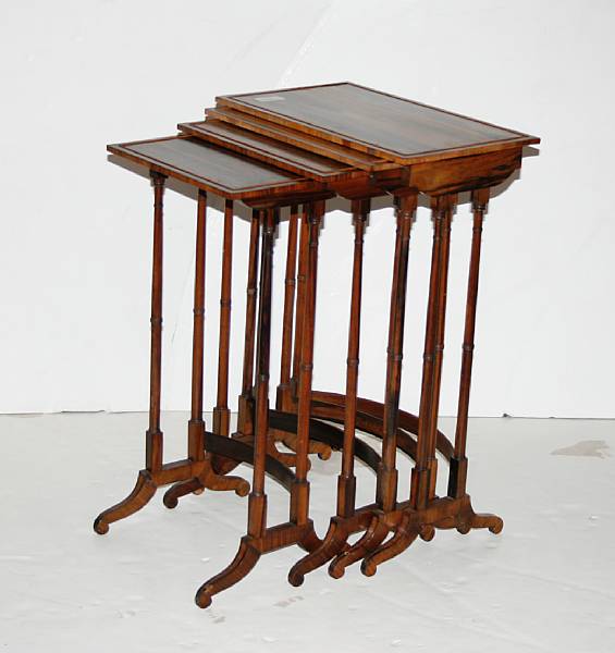 Appraisal: A set of Edwardian rosewood nesting tables greatest height in