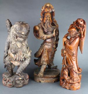 Appraisal: Chinese Wood Carvings lot of Two Chinese wood carvings one