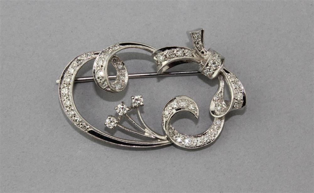 Appraisal: VINTAGE MULTI- DIAMOND BROOCH IN K WHITE GOLD the K