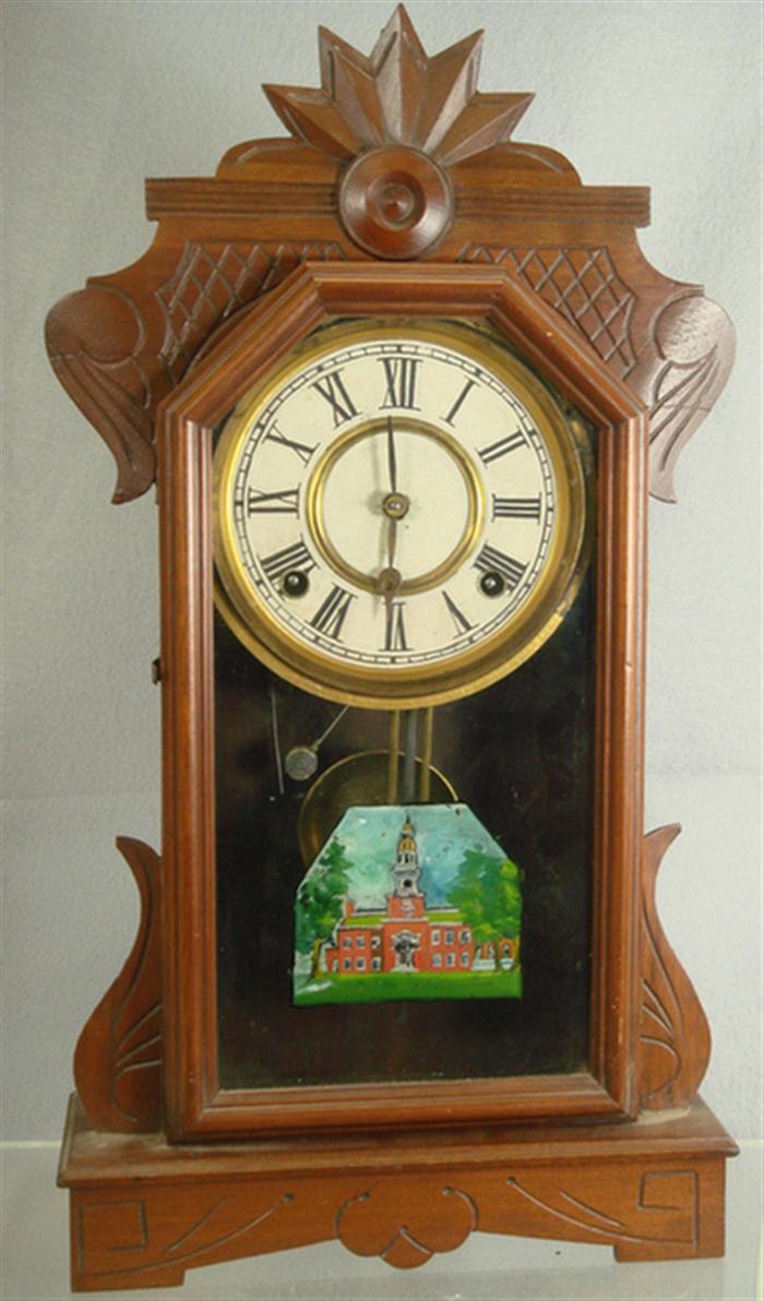 Appraisal: Walnut mantle clock not signed not running h Estimate -