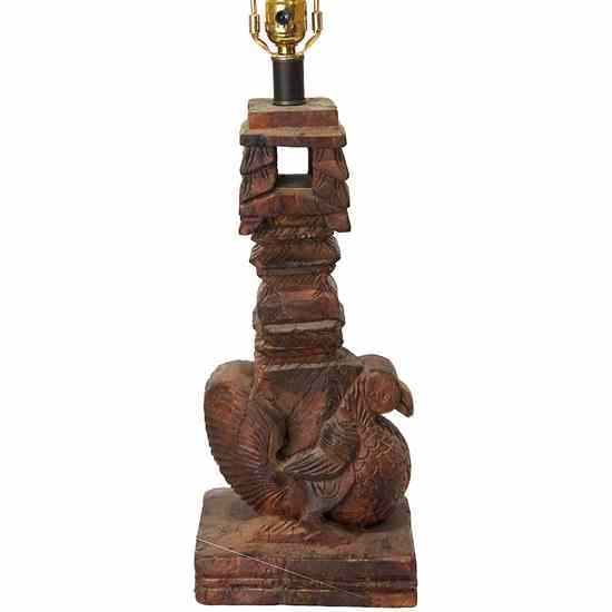 Appraisal: An Indian Carved Architectural Element Table Lamp th century and