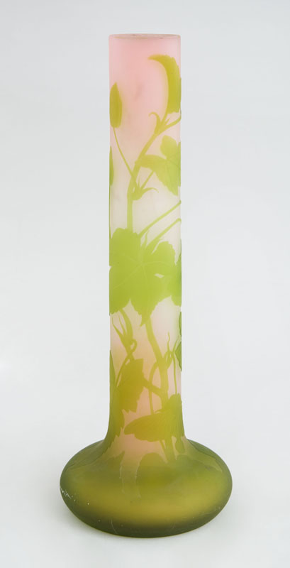 Appraisal: GALL CAMEO GLASS VASE The long cylindrical neck continuing down