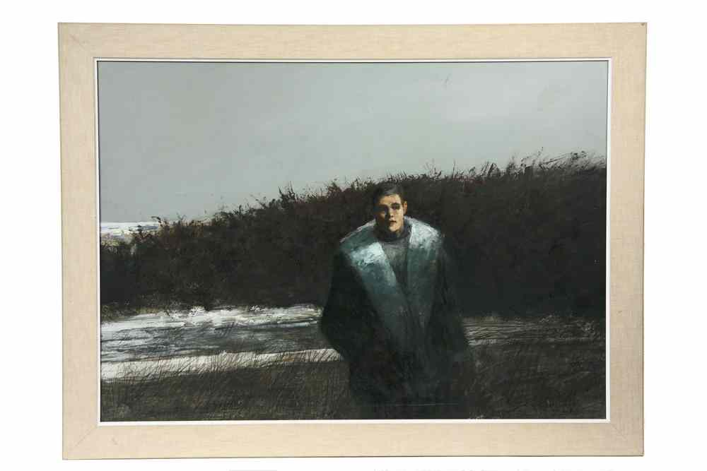 Appraisal: GOUACHE - Man in Winter Beach Dunes by William Thompson