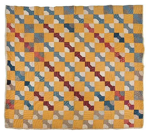 Appraisal: KENTUCKY PIECED QUILT IN A BOW TIE VARIATION late th