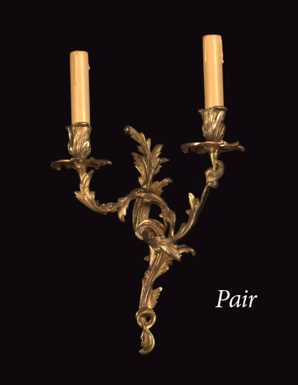 Appraisal: Pair of French Gilt-Brass Two-Light Appliques second quarter th century