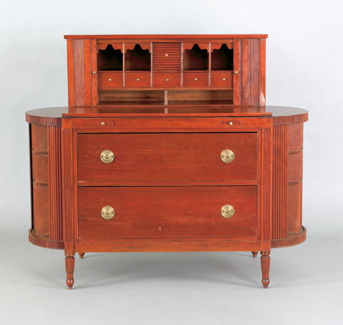 Appraisal: New England Federal cherry tambour desk ca the superstructure with