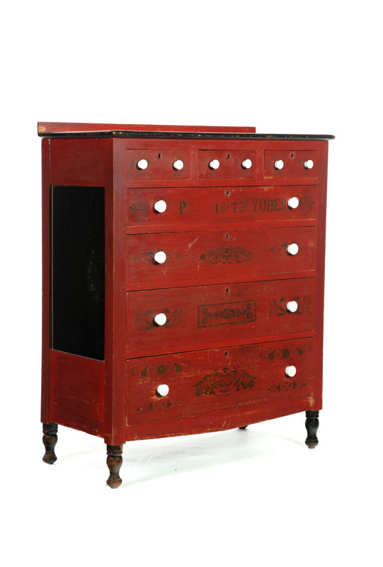 Appraisal: DECORATED CHEST OF DRAWERS Western Pennsylvania or the Midwest dated