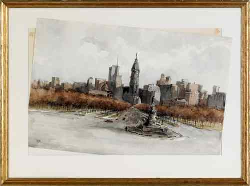 Appraisal: James Ross American - watercolor depicting the Philadelphia skyline signed