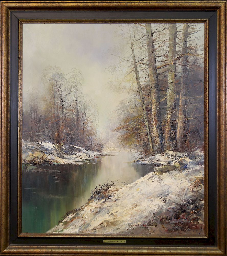 Appraisal: Gustav Turk th C Wooded River Landscape Gustav Turk th