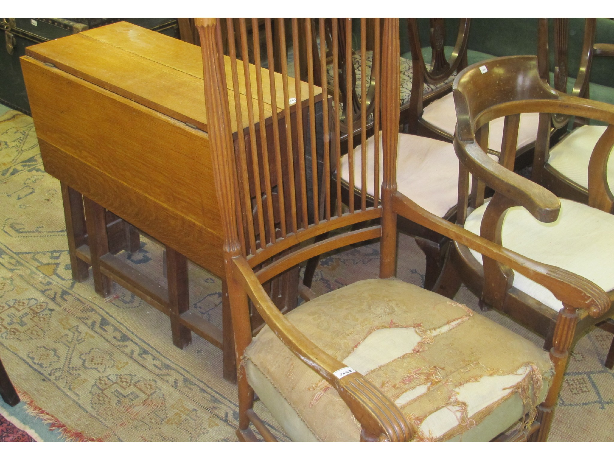 Appraisal: A pine rocking chair and side table