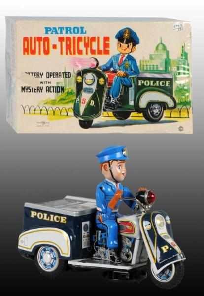 Appraisal: Tin Police Auto-Cycle Battery-Operated Toy Description Japanese Working Made by