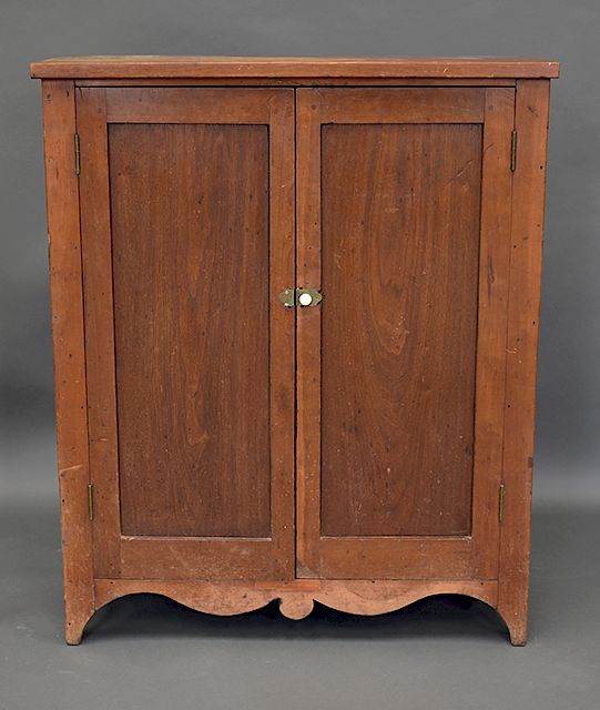 Appraisal: 's Cherry and Walnut Door Child's Cupboard 's Cherry and