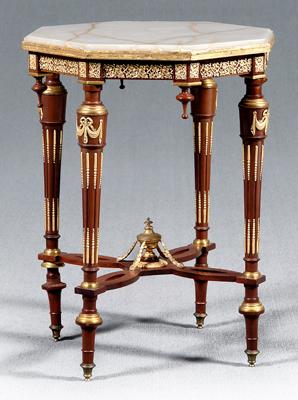 Appraisal: Louis XVI style octagonal table alabaster top conforming bronze mounted